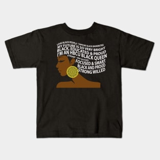 HBCU Black Queen Hair Art Kids T-Shirt